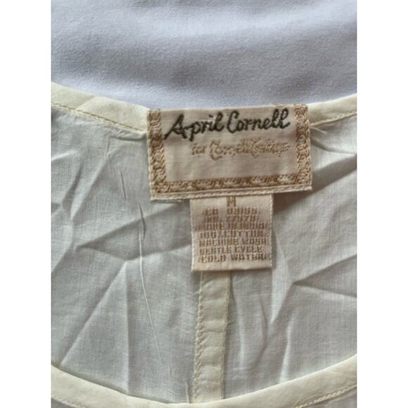 April Cornell White Cotton Dress Medium Lagenlook Minimalist - Picture 3 of 4